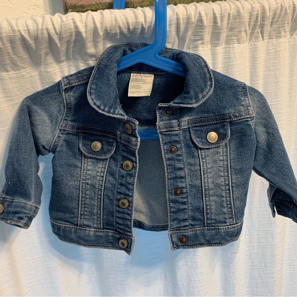 First Impressions Jean Jacket 6-9 months never worn